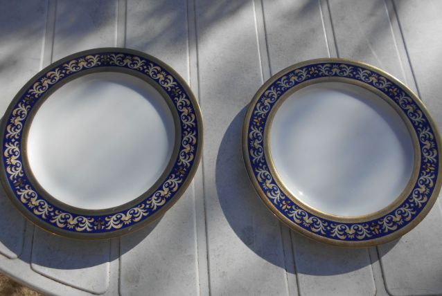 2 ASSIETTES A DESSERT WINTERLING BLEU MARINE VINTAGE 1970 