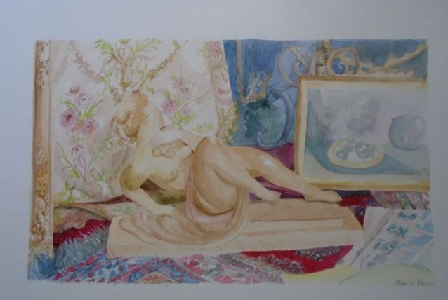 Aquarelle originale "Vitrine d'antiquaire Bergerac"